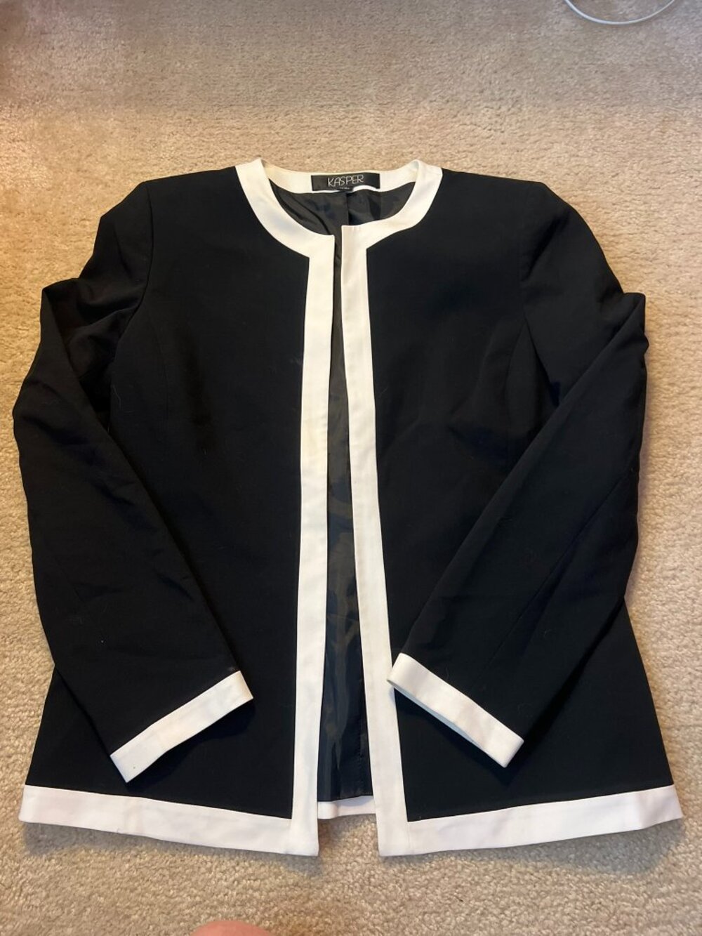 Kasper Women's Black Blazer with White Trim